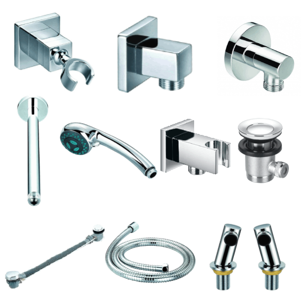 UK Standard Size Chrome Bathroom Fittings & Shower / Arm / Holder