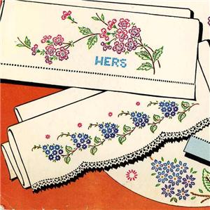 Vintage Embroidery Transfer 667 Florals Flowers For Pillow Cases