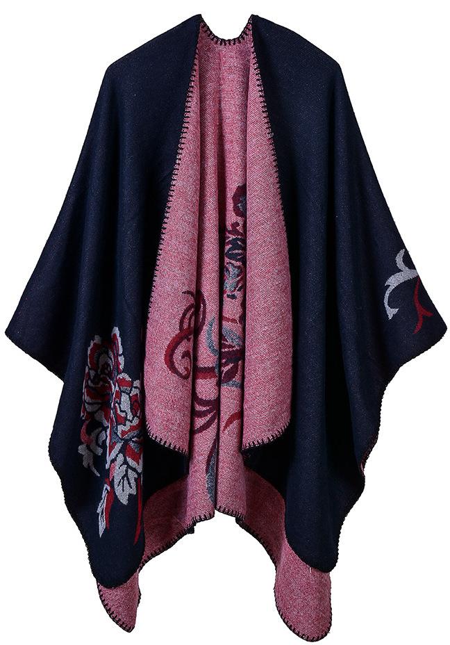 AU STOCK REVERSIBLE WARM OVERSIZE PONCHO BLANKET CAPE COAT SCARE/SHAWL T185 - Picture 14 of 15