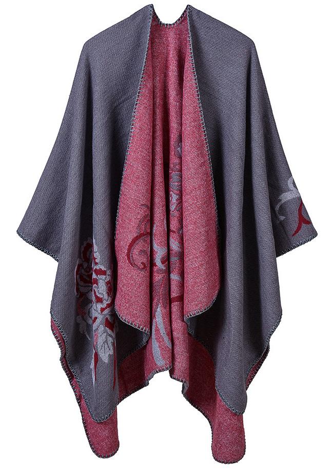 AU STOCK REVERSIBLE WARM OVERSIZE PONCHO BLANKET CAPE COAT SCARE/SHAWL T185 - Picture 13 of 15