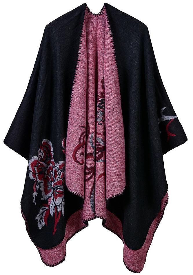 AU STOCK REVERSIBLE WARM OVERSIZE PONCHO BLANKET CAPE COAT SCARE/SHAWL T185 - Picture 11 of 15