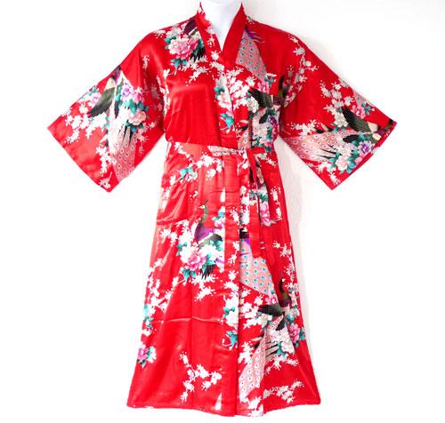 PL 9 Plus Size Peacock Japanese Kimono Robe Black Red White Fits 1XL ...