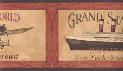 Wallpaper Border Vintage Airplane Ship Travel Posters Ebay