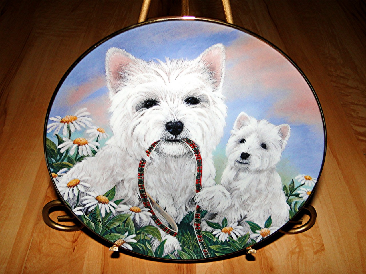 Westie Family West Highland Terriers Dog Time For A Walk Jamie Leighton Plate Ebay