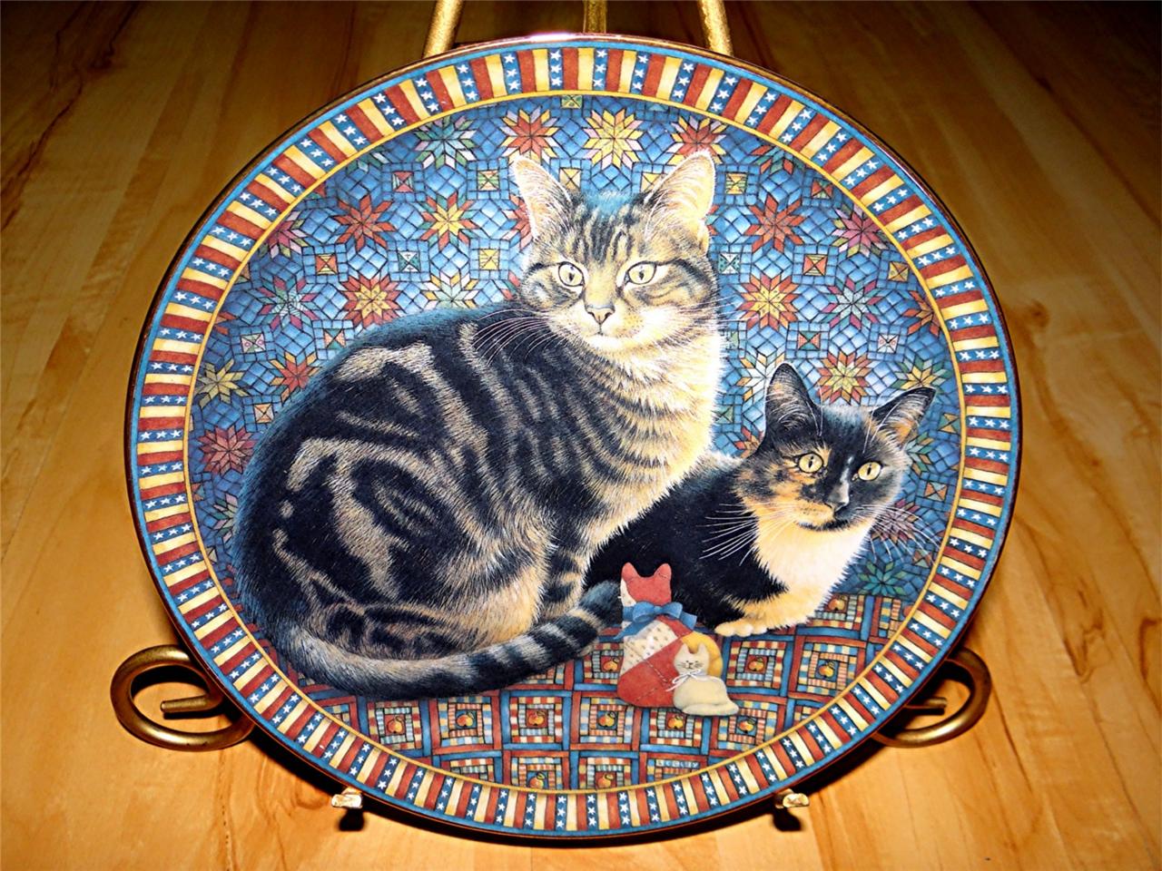 "Octopussy & Motley in America" CATS AROUND THE WORLD Lesley Anne Ivory Plate
