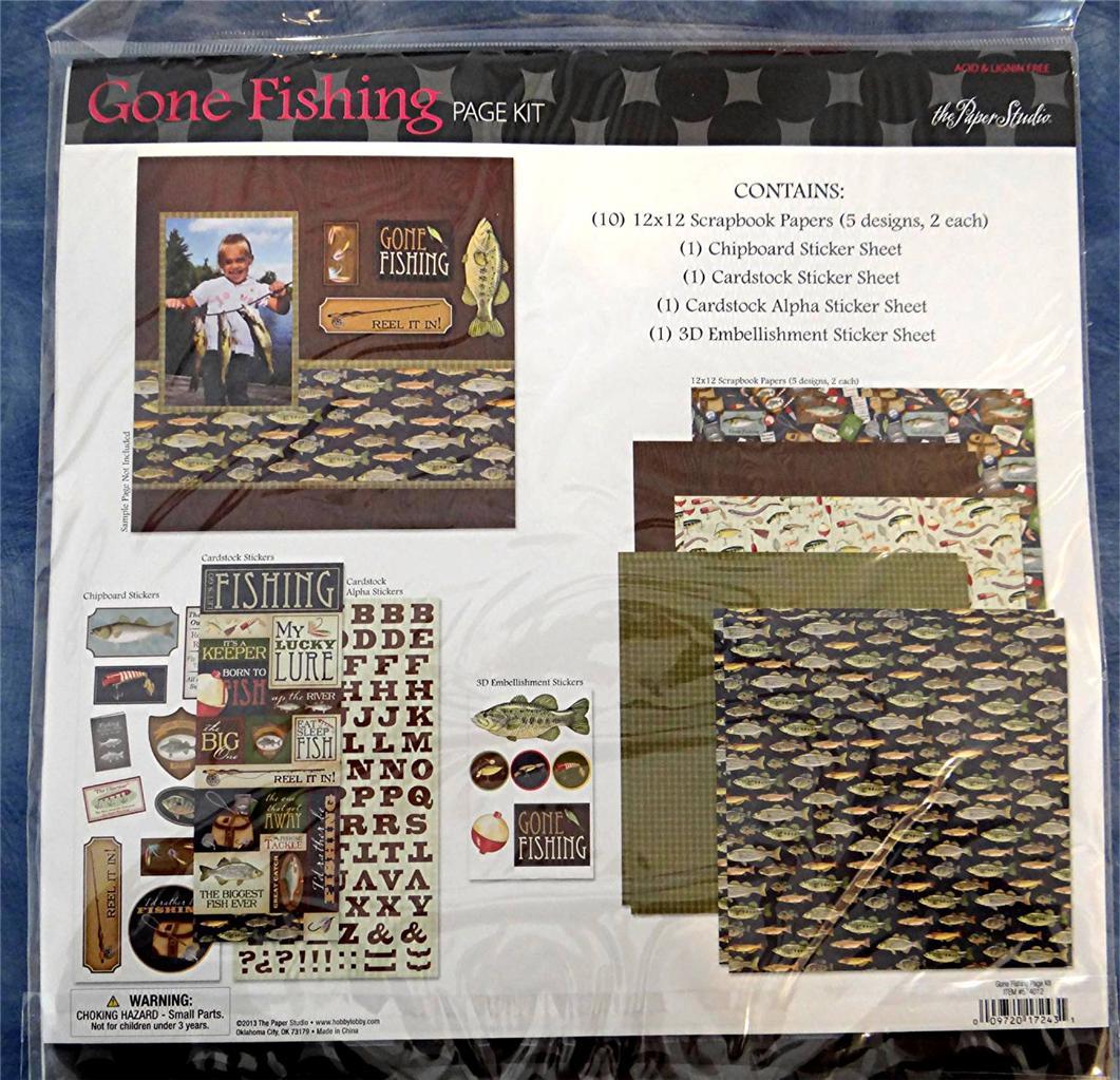 Gone Fishing Page Kit, The Paper Studio, 12"x12" Scrapbook Pages with
