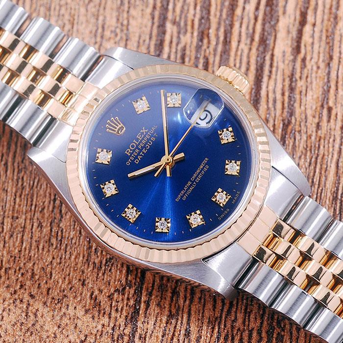 Rolex 68273 Blue Diamond Dial Oyster Perpetual 31mm Midsize Watch