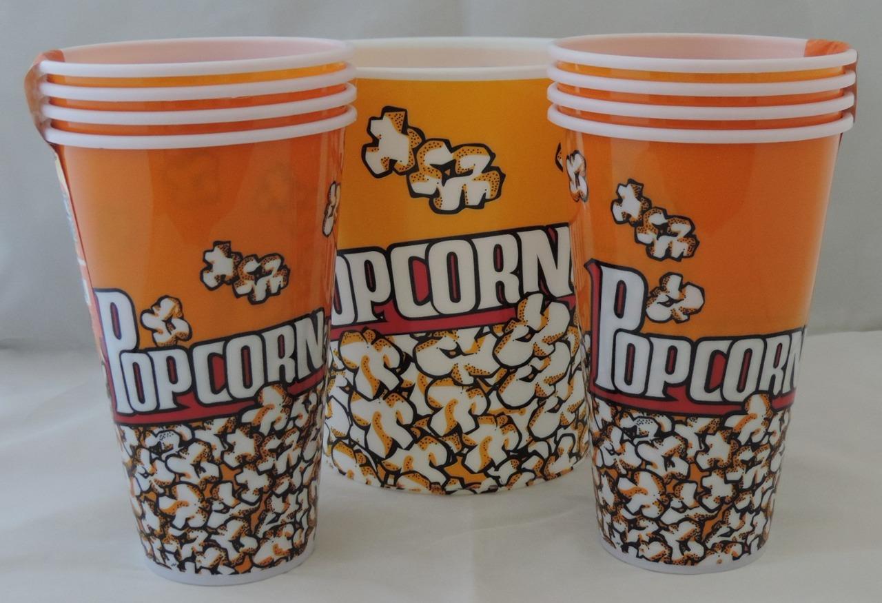 NEW 5 piece set Popcorn Holders & Bowl Plastic Containers Reusable Tub Bucket eBay