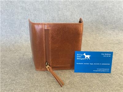 Handmade Goat Leather Wallet Purse WWZ Unisex Zip Billy Goat Designs Passport