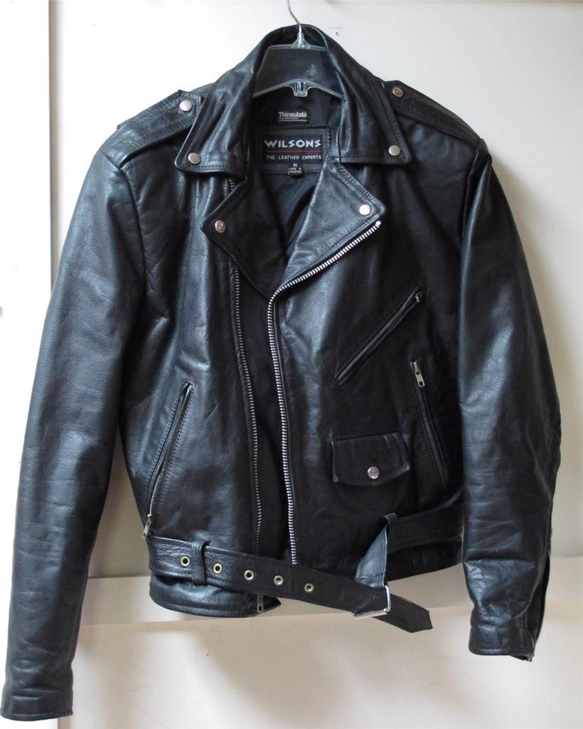 Size Medium WILSONS Classic Style Heavy Leather Police Motorcycle Jacket
