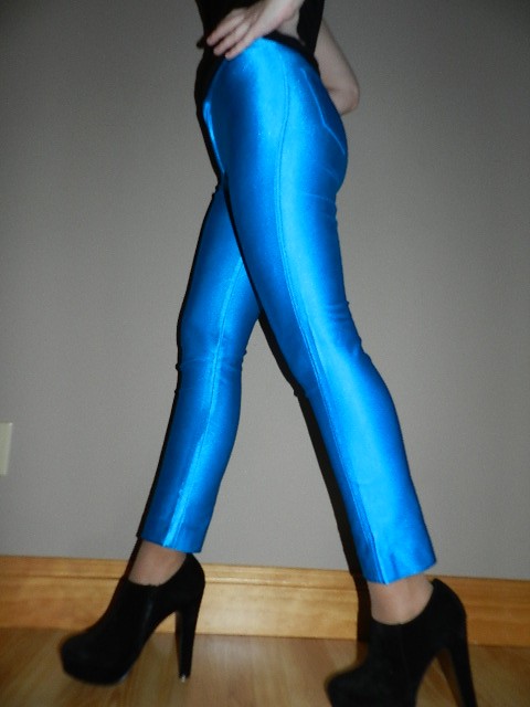 vtg 70s DISCO spandex PANTS trousers shiny BODY CON high waist ...