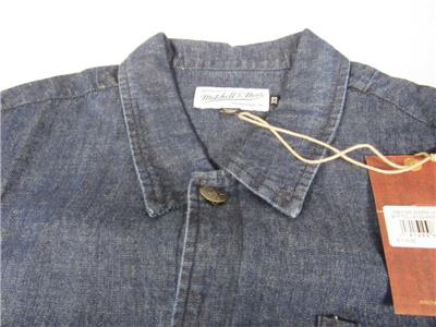 New Mitchell & Ness Mens Size XS-S-M-L-XL-2XL Blue Denim Shirt