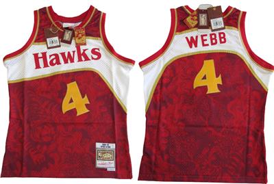 New 1986-87 Spud Webb #4 Hawks Mens Mitchell & Ness Swingman