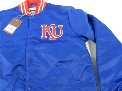 【楽天最安値に挑戦】 Ness & Mitchell Mens Jayhawks Kansas New Heavy Snap Satin ジャケット・アウター