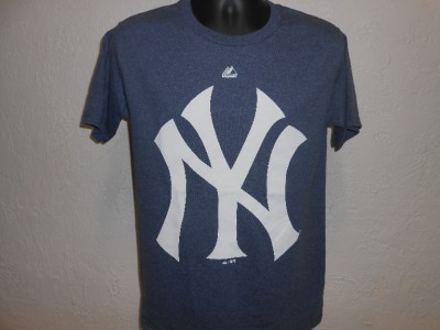 new new york yankees mens xlarge (xl) majestic brand blue shirt