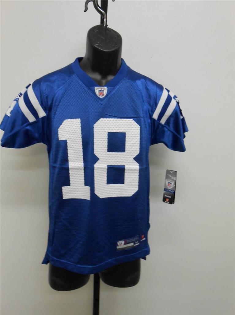 NEW Indianapolis Colts #18 PEYTON MANNING BLUE REEBOK JERSEY ALL YOUTH ...