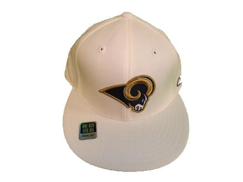 New Los Angeles Rams Mens OSFA Reebok White Tan Blue Flatbrim Flex Fit Hat $25 - Picture 13 of 15