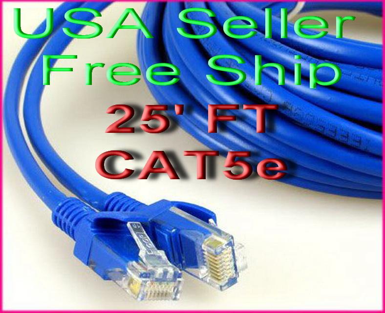 CAT5 RJ45 Ethernet LAN Network Patch Cable 6 ft 7 10 15 25 foot Lengths US Ship
