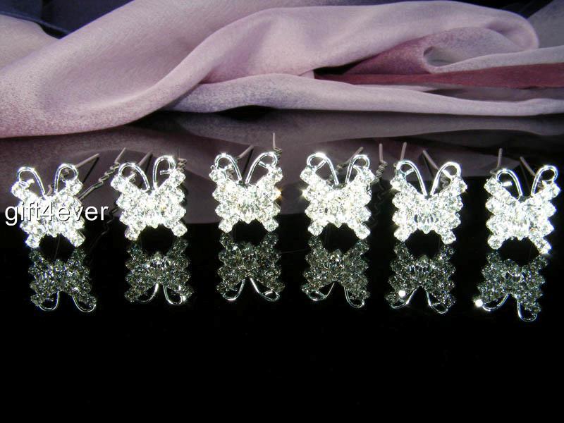 SALE 6 PCS Bridesmaid Prom made with Swarovski Gold / Silver Hair Pin Clip H027 - Picture 10 of 13