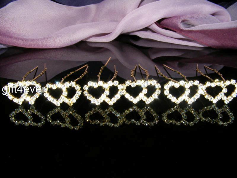 SALE 6 PCS Bridesmaid Prom made with Swarovski Gold / Silver Hair Pin Clip H027 - Picture 12 of 13