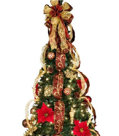 6-1/2' Lighted Pre Lit Decorated ARTIFICIAL PULL UP CHRISTMAS TREE ...