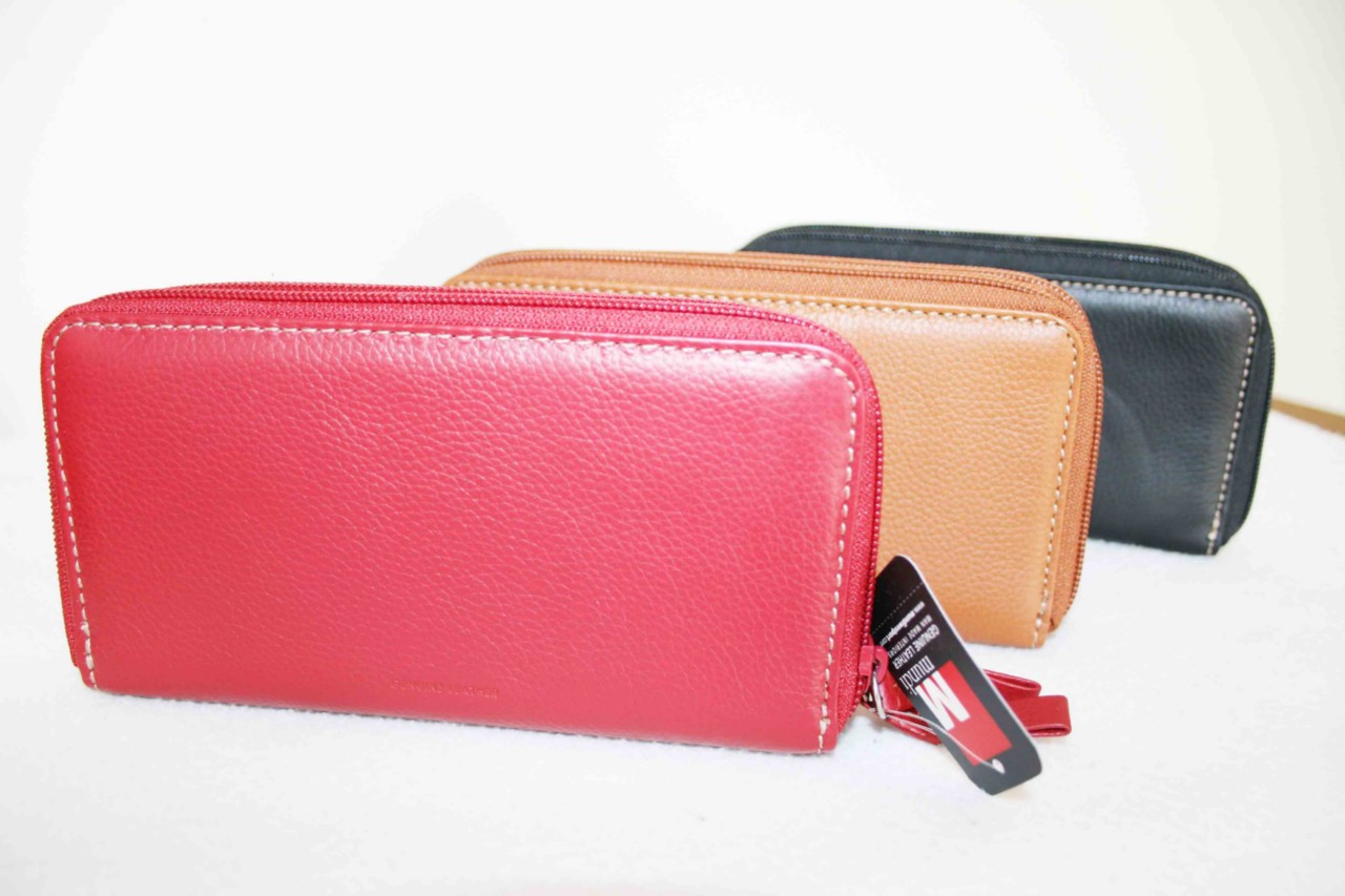 New MUNDI Double Zipper Leather Spacious Clutch Wallet | eBay