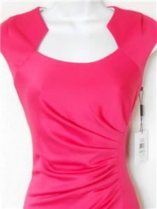 Calvin Klein Dress Size 10 Hot Pink Sateen Ruched Stretch Sheath ...