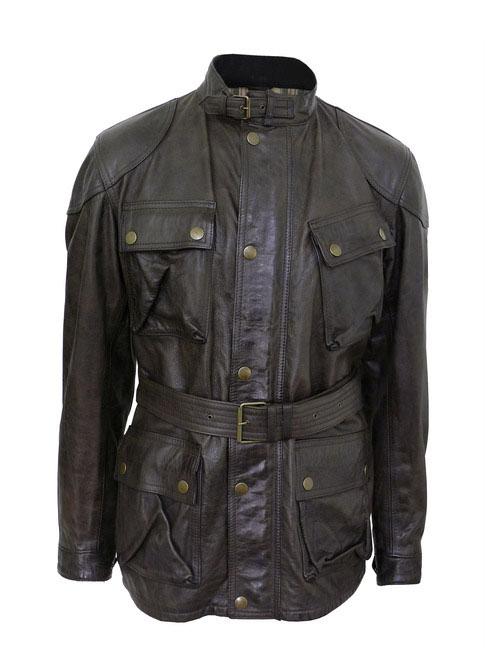 Leather Jacket S FREE SHIPPING vintage BIKER brad pitt