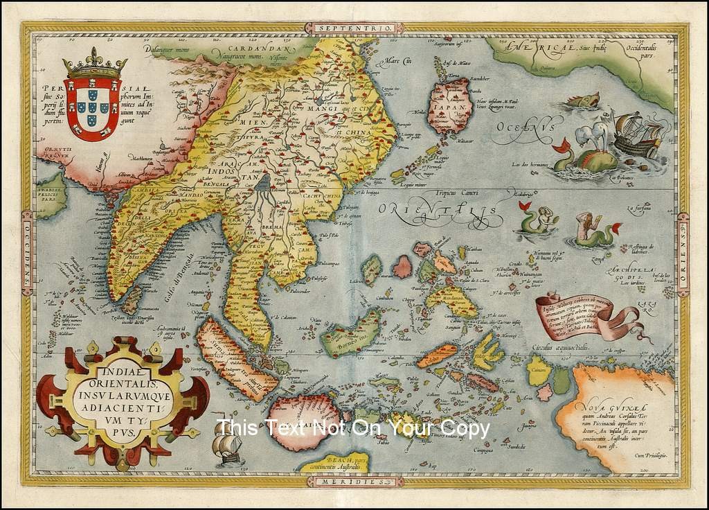 Ortelius Japan Asia India Malaysia Indonesia Reproduction Antique Old Color Map | eBay