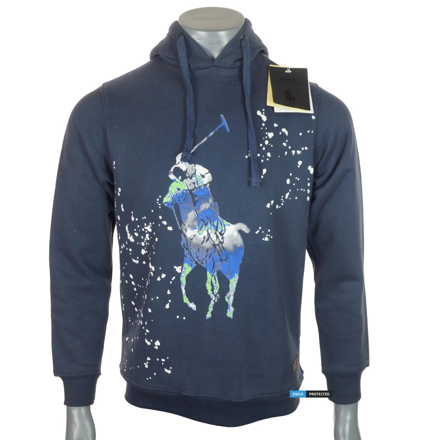 Nuova autentica felpa con cappuccio uomo Ralph Lauren foderata morbido pile - Foto 11 di 12