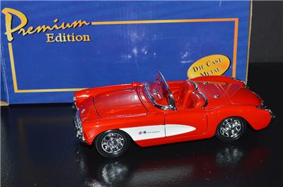 Welly Original Car Model Chevrolet Corvette 1957 Open Roof Red Collectible Toy 