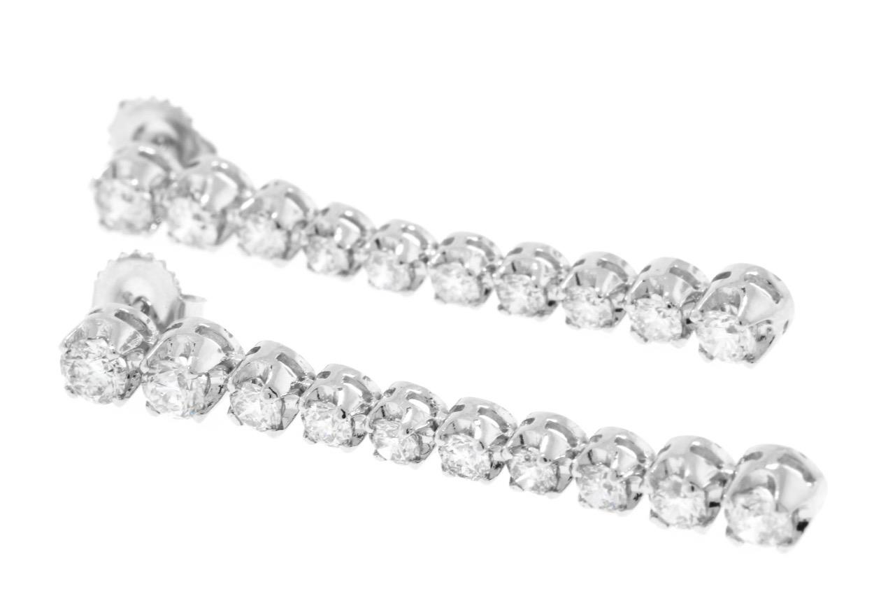 Diamond Earrings Dangle Tennis Drop 4.78ct White 14k Gold USA Made eBay