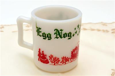 hazel atlas christmas tom & jerry egg nog punch bowl mug cup