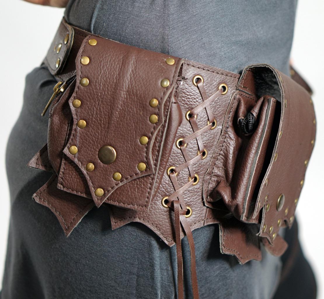 - GOA - Handmade Renaissance Leather Utility Hip Belt Festival Pockets ...