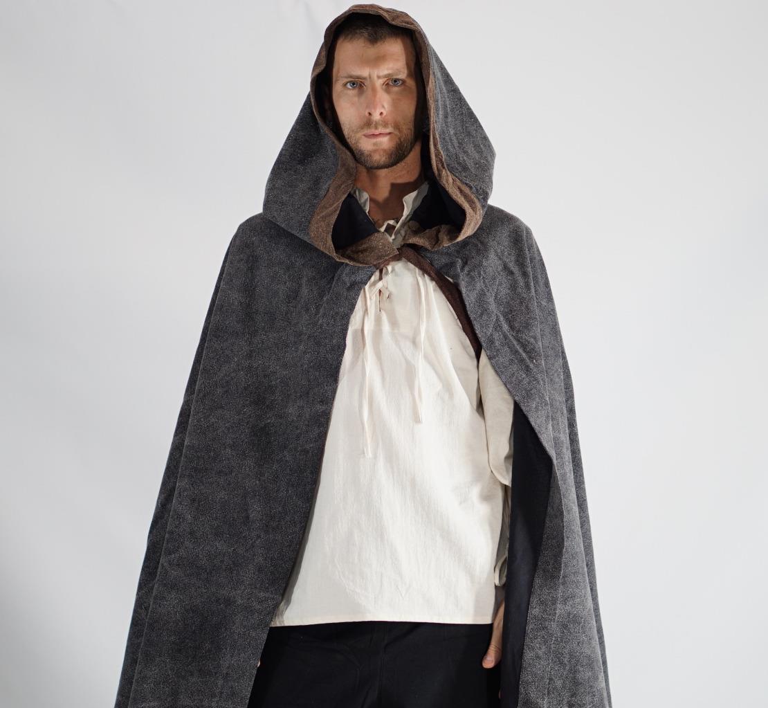CLOAK - With Hood, Cape, Pirate, Renaissance Costume, Medieval, St Gray ...