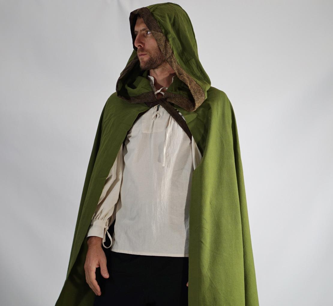 CLOAK - With Hood, Cape, Pirate, Renaissance Costume, Medieval, Green ...