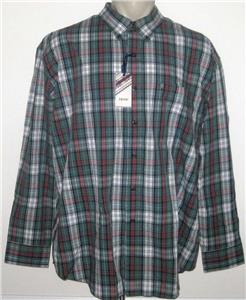 Nuevo 3XL IZOD Camisa Hombre Verde Rojo Blanco Cuadros Manga Nuevo 3XL IZOD Camisa Hombre Verde Rojo Blanco Cuadros Manga