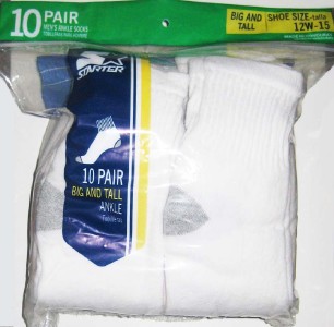 NEW STARTER MENS ANKLE SOCKS 10 Pairs Soft White 12W-15 | eBay