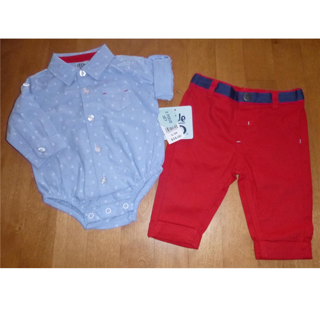 Baby Boys Roll Sleeve Shirt & Pants Outfit Size 0/3 3/6 6/9 24 months NWT - Picture 5 of 7