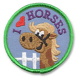 Girl Boy Cub I LOVE HORSES riding Fun Patches Crest Badges SCOUT GUIDE ...