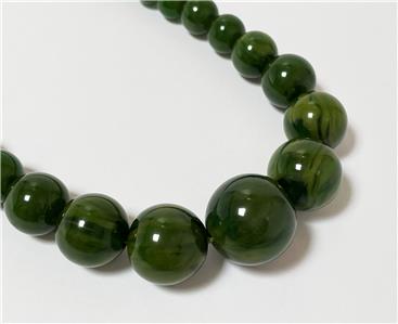 1930s ART DECO MARBLED JADE GREEN BAKELITE ROUND BEAD