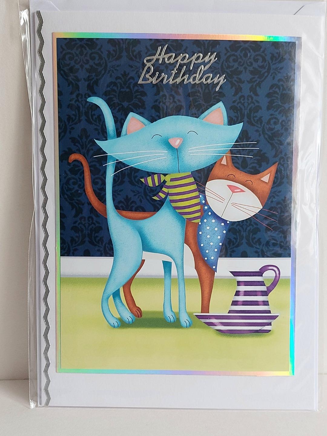 Handcrafted Birthday Card - Cool Cats , for Cats Protection Charity, 3 types - Picture 4 of 6
