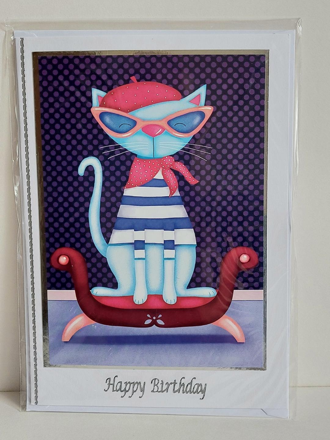 Handcrafted Birthday Card - Cool Cats , for Cats Protection Charity, 3 types - Picture 5 of 6