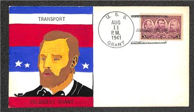 Usa 801 San Juan Stamp Uss President Adams Mae Weigland Hand Painted Cover 1941 Ebay