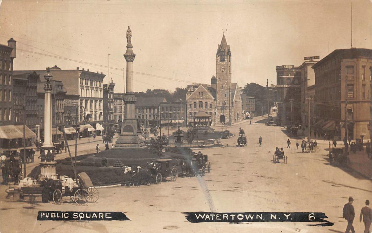 RPPC PUBLIC SQUARE WATERTOWN NEW YORK REAL PHOTO POSTCARD 1909 eBay