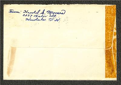 USA C29 STAMP HONOLULU HAWAII TO NEW YORK WW2 CENSORED COVER