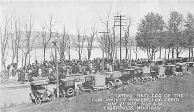 Laying First Log Pioneer Log Cabin Cass County Cassopolis Michigan