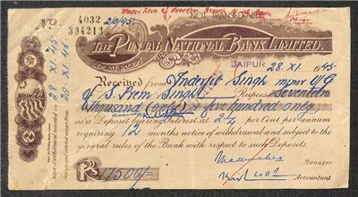 Bill Of Exchange India Punjab National Bank Jaipur Hundi Revenue