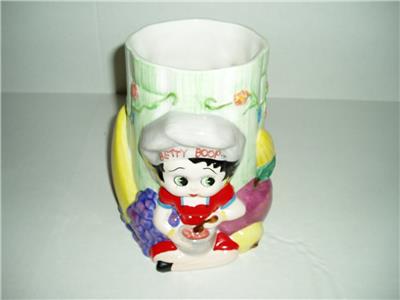 Betty Boop Kitchen Fruit Decorated Ceramic Cooking Utinsel Vase Ebay