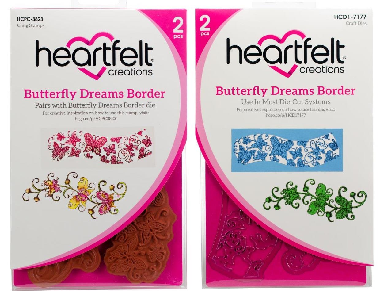 thumbnail 2 - Heartfelt Creations Fluttering Butterfly, Dreams, Kisses Border Stamps or Dies
